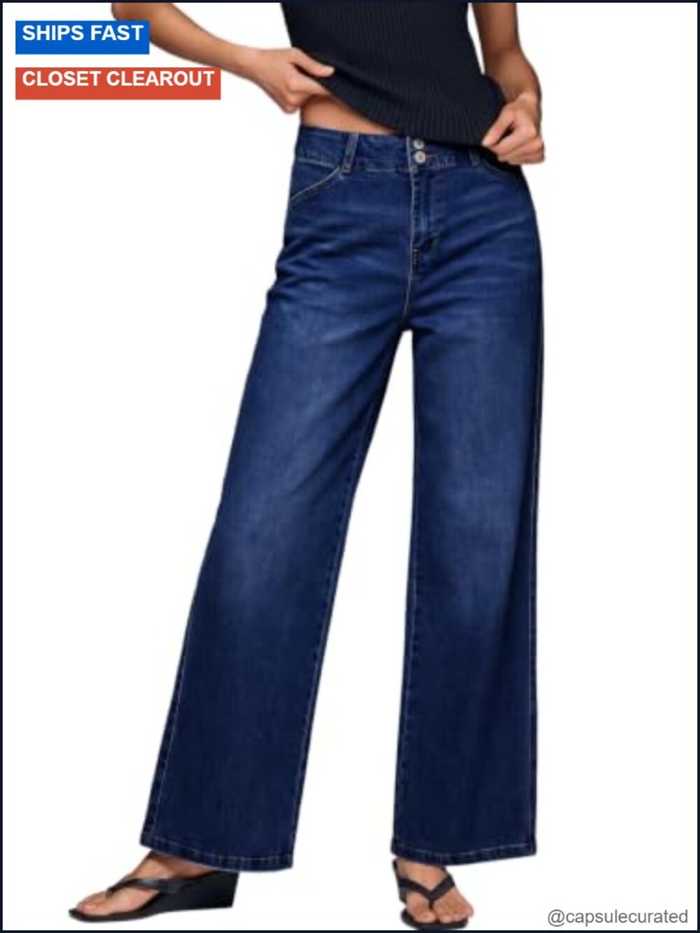 Wide Leg Jeans High Waisted Tummy Control Stretchy Straight Leg Pockets
